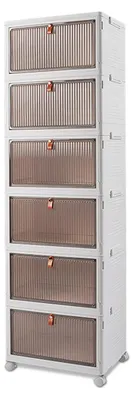 Produktbild von Faltbare Aufbewahrungsbox, Kunststoffbox mit Deckel, stapelbare, transparente Aufbewahrungsbox mit Rollen, für Büro und Küche