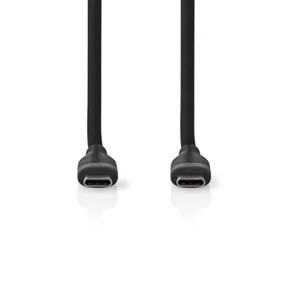 Obrázok produktu pre Nedis USB kábel - USB 2.0 - USB-C samec - USB-C samec - 60 W - 480 Mb/s - Poniklovaný - 1,50 m - Okrúhly - Silikón - Čierny - Box