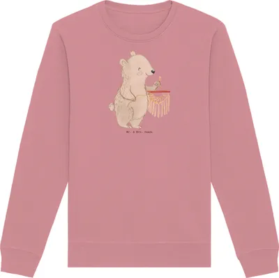 Produktbild von Mr. & Mrs. Panda Bio Baumwoll Pullover Bär Makramee Größe XL - Canyon Pink - Geschenk, Sweater, Basteln mit, Pulli, Sweatshirt, Rundhals