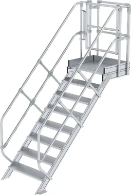 Produktbild von MUNK Treppen-Modul 1670mm Plattformoberkante Aluminium geriffelt 8 Stufen