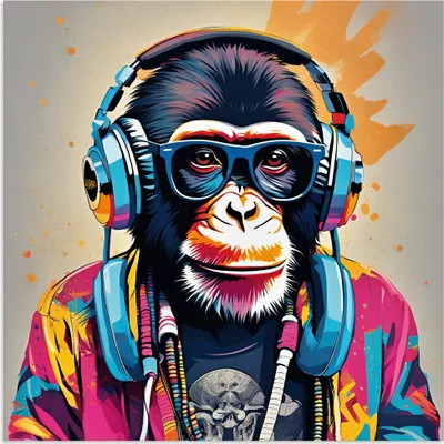 Produktbild von ARTland Wandbild Alu für Innen & Outdoor DJ Affe - KI generiert Größe: 50x50 cm