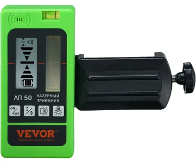 Productafbeelding van VEVOR Professionele laserontvanger met een bereik van 60 meter, laserdetector voor pulseerbare kruislijnlasers, nauwkeurigheid ±1,5 mm, nivelleerbereik, werkt op 1,5V-batterijen, 20 uur gebruiksduur, dubbel LCD-display met achtergrondverlichting