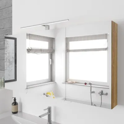 Produktbild von Lodge Spiegelschrank 130 cm mit 3 Türen und LED-Aufbauleuchte
