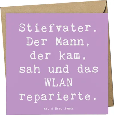 Produktbild von Mr. & Mrs. Panda Grußkarte Spruch Stiefvater Held - Lavendeltraum - Geschenk, Glückwunschkarte, Klappkarte, doppelkarte, faltkarte, herzerwärmende Sprüche, Stiefkinder