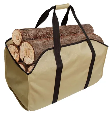 Zdjęcie produktu dla Nośnik na drewno kominkowe i torba transportowa, bardzo duże, trwałe, kolor khaki, wymiary: 73x40x33 cm