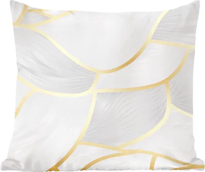Produktbild von MuchoWow® Zierkissen Sofakissen Wohnzimmer Dekokissen 50x50 cm Abstraktes Muster mit goldenen Linien - Komfort - Sofakissen