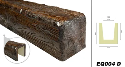 Produktbild von DECO WOOD Deckenbalken rustikal aus Polyurethane, 2m Länge, PolyurethanBalken Holzoptik (dunkelbraun - 17x19cm) Verzierung Lampe Kabelkanal Scheinbalken