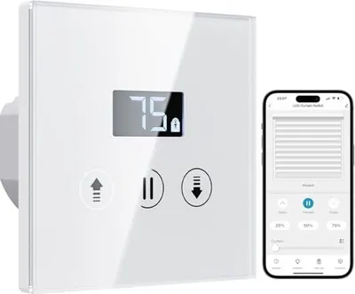 Produktbild von Smart Roller -Verschlussschalter Prozentsatzfunktion, Blind LCD -Bildschirm, schaltbare LEDs/neutraler Leiter erforderlich, kompatible Alexa/Google As