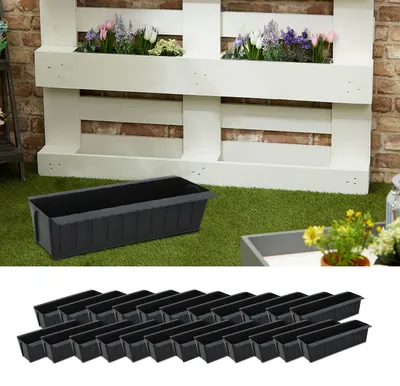 Produktbild von Pflanzkasten gewellt 24er Set für Europalette Kunststoff 37x9,5x13,5cm Pflanzkübel Pflanzeinsatz Kräuterbeet