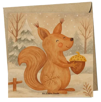 Produktbild von Mr. & Mrs. Panda Grußkarte Eichhörnchen Weihnachten Design - Weiß - Geschenk, Neujahr, Vogel, Klappkarte, faltkarte, Glückwunschkarte, Guten Rutsch, Weihnachtsgruß, Frohe
