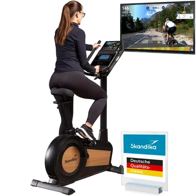 Produktbild von Skandika Ergometer Cykling P15 | Heimtrainer Fahrrad mit LCD Display, Touchscreen, Programme, Magnetbremse 32 Stufen, Kinomap App kompatibel
