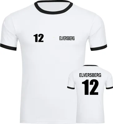 Produktbild von multifanshop Kontrast T-Shirt - Elversberg - Trikot Nummer 12, weiß/schwarz, Größe XXL