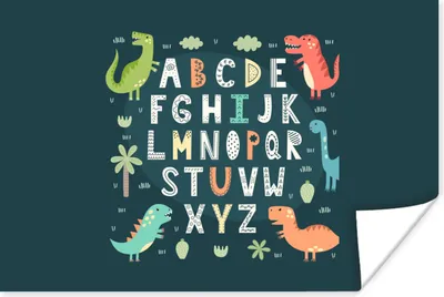 Produktbild von MuchoWow® Poster Illustration des Alphabets und der Dinosaurier 180x120 cm - Fotoplakat