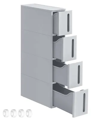 Produktbild von Nischenregal mit Rollen – Lagerregal – Platzsparend – PP – 45 x 17 x 84 cm