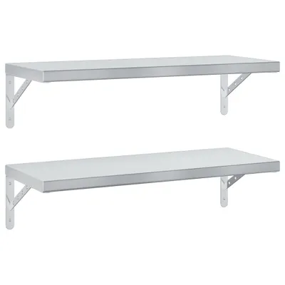 Obrázek produktu pro Nástěnné police 2 ks 75 x 30 cm stříbrné nerezová ocel