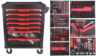 Produktbild von Werkstattwagen für Werkzeuge MECHANIC TROLLEY KEVIN 326, 7 Schubladen, 326-teiliges Werkzeugset
