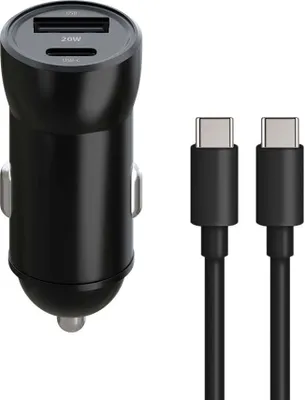 Zdjęcie produktu dla Maxlife Ładowarka Samochodowa Pd Qc Mxcc-04 1X Usb-C 1X Usb 20W Czarna + Kabel Usb-C - Usb-C 60W