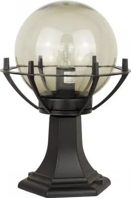 Produktbild von Schwarze stehende Gartenlampe 39 cm geräucherte Kugel mit Korb Ø25cm 1xE27 60W IP43 K SU-MA Kugeln