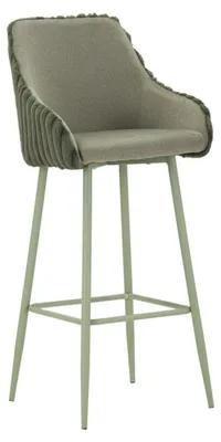 Image de Lot de 2 tabourets de bar Alaska rembourrés verts 52x46x111 cm, assise h 78 cm