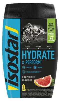 Produktbild von Isostar Hydrate & Perform, Sportgetränk, Instant-Getränk, Puder, Plastikflasche, Isotonisch, Saccharose, Glukosesirup, Säuerungsmittel Zitronensäure, Natriumcitrat, Maltodextrin,...