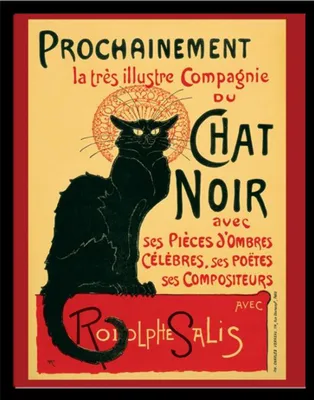 Image de Steinlen, Theophile - Mini-Poster - Tournée du Chat Noir + cadre interchangeable, Shinsuke® Mini MDF noir, vitre acrylique
