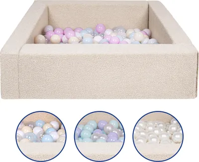 Image de Piscine à boules carrées avec 200 boules, 5 éléments (couleur : perle)