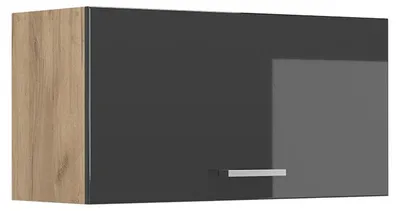 Productafbeelding van Hangkast Vicco R-Line Antraciet Hoogglans/Goudkleurig Eiken 80 cm Plat, Model 63081