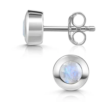 Produktbild von MATERIA by Matthias Wagner Ohrstecker mit Mondstein Silber 925 rund weiß facettiert SO-155-Mondstein