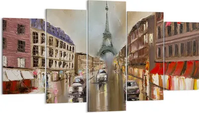 Produktbild von Bild auf Leinwand - Leinwandbild - Paris Turm Straße - 160x85cm - Wand Bild - Wanddeko - Wandbilder - Leinwanddruck - Bilder - Kunstdruck - Wanddekoration - Leinwand bilder - Wandkunst - EA160x85-3431