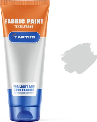 Produktbild von 7 Artists Stoffmalfarben Stofffarben Textilfarbe Silber Acrylfarbe Waschfest Auf Wasserbasis | Flasche 60 ml | Textilfarbe Waschmaschinenfest Nach Fixierung | Hochdeckend Für Dunkle Stoffe – Deckweiß