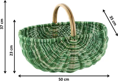 Produktbild von Kobolo Einkaufskorb geflochten Korb Rattankorb - multicolor grün - 50x35x23 cm - Autokorb Picknickkorb Einkaufstasche Fahrradkorb verschiedene Farben
