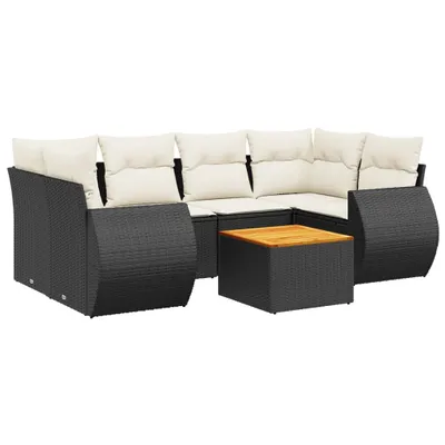 Produktbild von vidaXL 7-tlg. Garten-Sofagarnitur mit Kissen Schwarz Poly Rattan