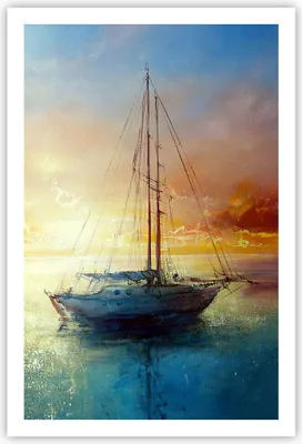 Produktbild von Poster - Poster ohne Rahmen - Segelboot Westen die Sonne - 61x91,5 cm - Wand Bild - Wanddeko - Wandbilder - Kunstposter - Wandposter - Bilder - Kunstdruck - Wanddekoration - Wandbild - P2XPA61x91-4145