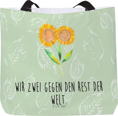 Produktbild von Mr. & Mrs. Panda Tote Bag Blume Sonnenblume - Blattgrün - Geschenk, Reisetasche, Lieblingsmensch, Tasche, Strandtasche, Garten, Freundin, Zusammen, Beutel, Laptoptasche