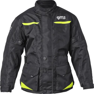Immagine prodotto di GMS Gear giacca impermeabile in tessuto da moto per bambini, nero/giallo, 164