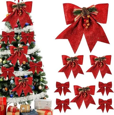 Produktbild von 8 Stücke rote Weihnachtsschmucknadeln, Nachbildungativer WeihnachtsNachbildungation für Kranz und Geschenk, festliche Nachbildungation für zu Hause und Weihnachten