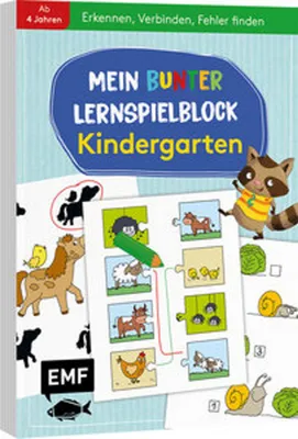 Produktbild von Mein bunter Lernspielblock - Kindergarten: Erkennen, Verbinden, Fehler finden