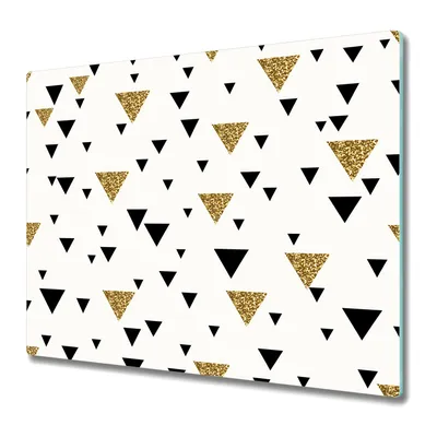 Produktbild von Küchenschneidebrett - Glasschneidebrett - Herdabdeckung - 60x52 - goldene Akzentdreiecke