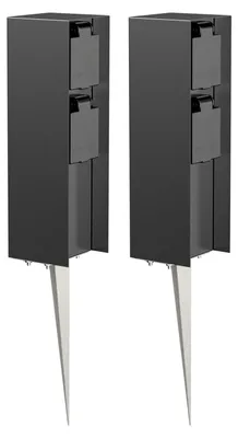 Imagen del producto de ledscom.de: 2 columnas de enchufes para jardín POMI, con estaca para clavarse en el suelo, para uso exterior, IP44, de doble enchufe, color , diseño rectangular, 23 cm –  / 2 enchufes, tamaño 2 unidades (paquete de 1)