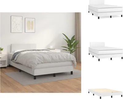 Zdjęcie produktu dla vidaXL Łóżko sprężynowe z materacem białe 120x200 cm imitacja skóry - Łóżka i ramy łóżek