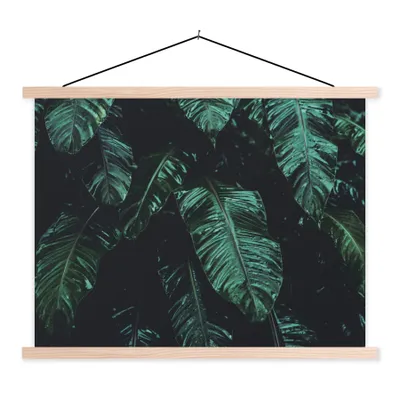 Produktbild von MuchoWow® Textilposter Dschungel - Palme - Blätter - Tropisch 120x90 cm mit holzfarbenen Rahmen - Magnetisch