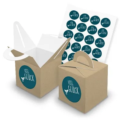 Produktbild von itenga SET 24x Würfelboxen mit Griff Braun (V43) + Motivsticker (M13)