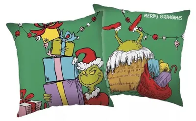 Obrázek produktu pro Polštář Grinch, dekorativní polštář 40x40 cm