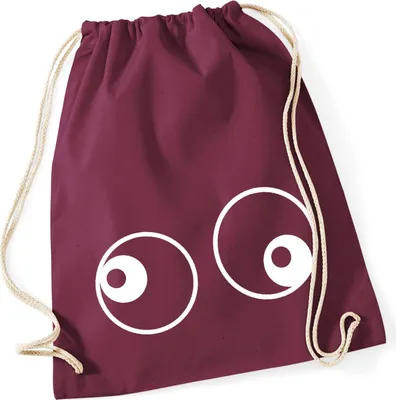 Produktbild von Huuraa Turnbeutel Freaky Eyes 12 Liter Burgundy Baumwolle Rucksack Geschenkidee