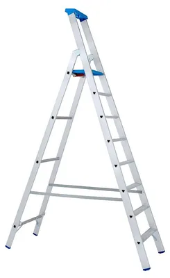 Produktbild von PROFI Leiter 6080 mit 8 Sprossen, 3,91 m Arbeitshöhe, 150 kg Tragkraft, rutschfest, Ablage