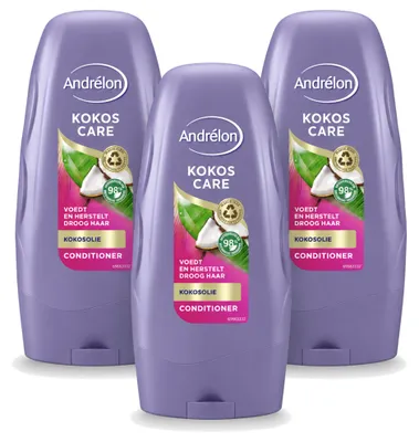 Zdjęcie produktu dla 3 sztuki odżywki Andrélon Kokos Care - intensywnie nawilżająca - 250 ml - zestaw ekonomiczny