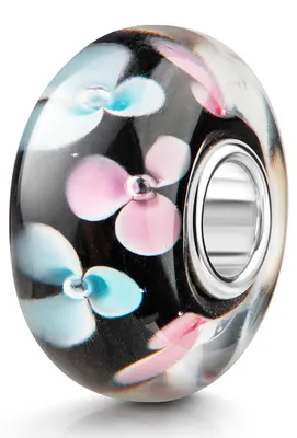 Produktbild von MATERIA by Matthias Wagner Blumen Glas Bead "Stiefmütterchen" schwarz rosa blau Glasperle für European Armband 1009