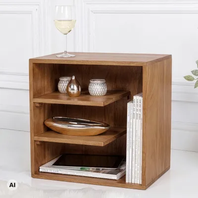 Produktbild von riess-ambiente Beistelltisch CUBUS 45cm braun honey finish massives Mangoholz Regal Nachttisch