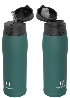 Produktbild von Sparrow Edelstahl Trinkflasche 750ml - Thermosflasche - 2 Deckel