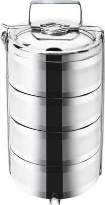 Produktbild von ORION Tragbare Lebensmittelbehälter aus Stahl Thermobehälter Kochgeschirr 4-stöckig 4x1,1l
